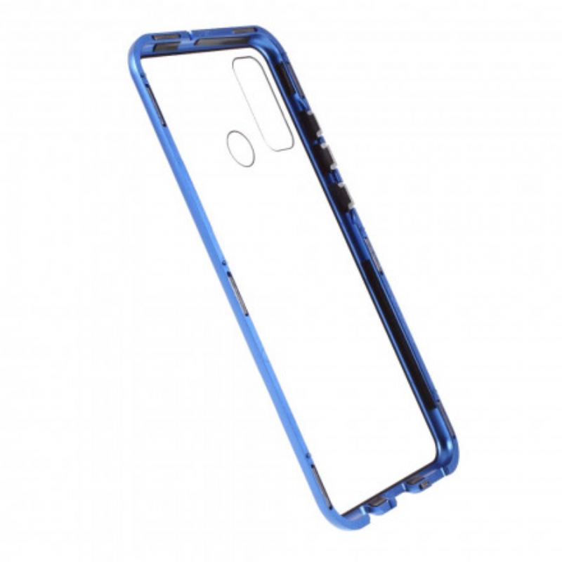 Capa De Celular Para Huawei P Smart 2020 Bordas De Metal E Vidro Duplo Temperado