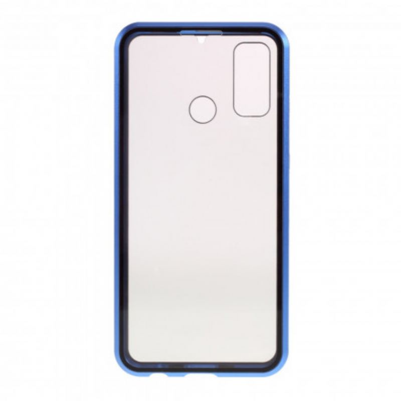 Capa De Celular Para Huawei P Smart 2020 Bordas De Metal E Vidro Duplo Temperado