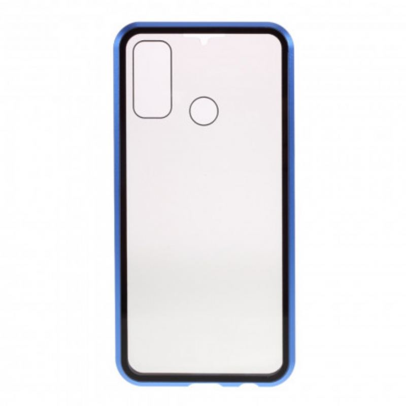 Capa De Celular Para Huawei P Smart 2020 Bordas De Metal E Vidro Duplo Temperado