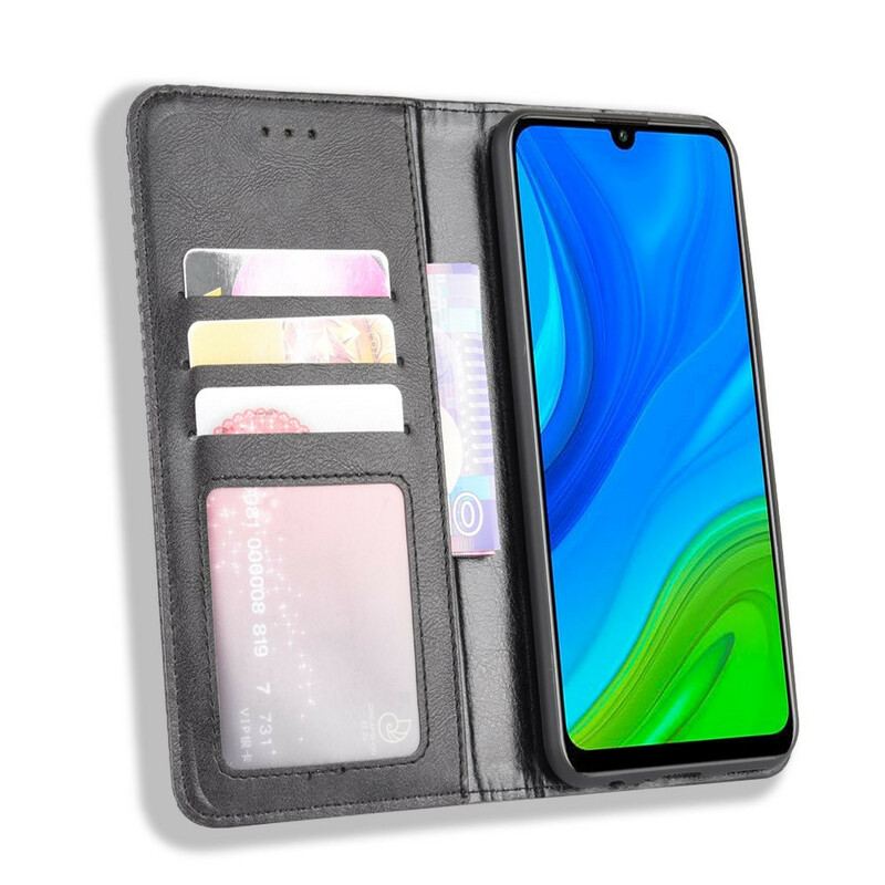 Capa De Celular Para Huawei P Smart 2020 Flip Efeito Couro Vintage Estilizado