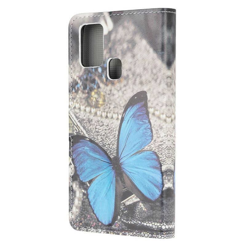 Capa De Couro Para Huawei P Smart 2020 Borboletas E Flores