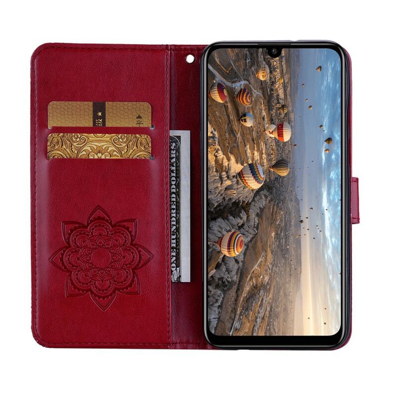 Capa De Couro Para Huawei P Smart 2020 Coruja Mandala E Charme