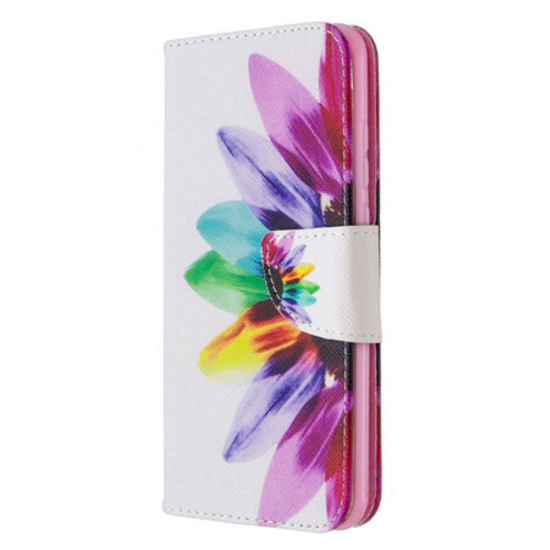 Capa De Couro Para Huawei P Smart 2020 Flor Aquarela