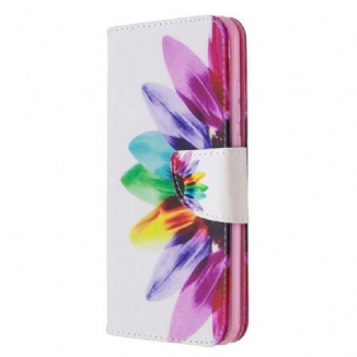 Capa De Couro Para Huawei P Smart 2020 Flor Aquarela