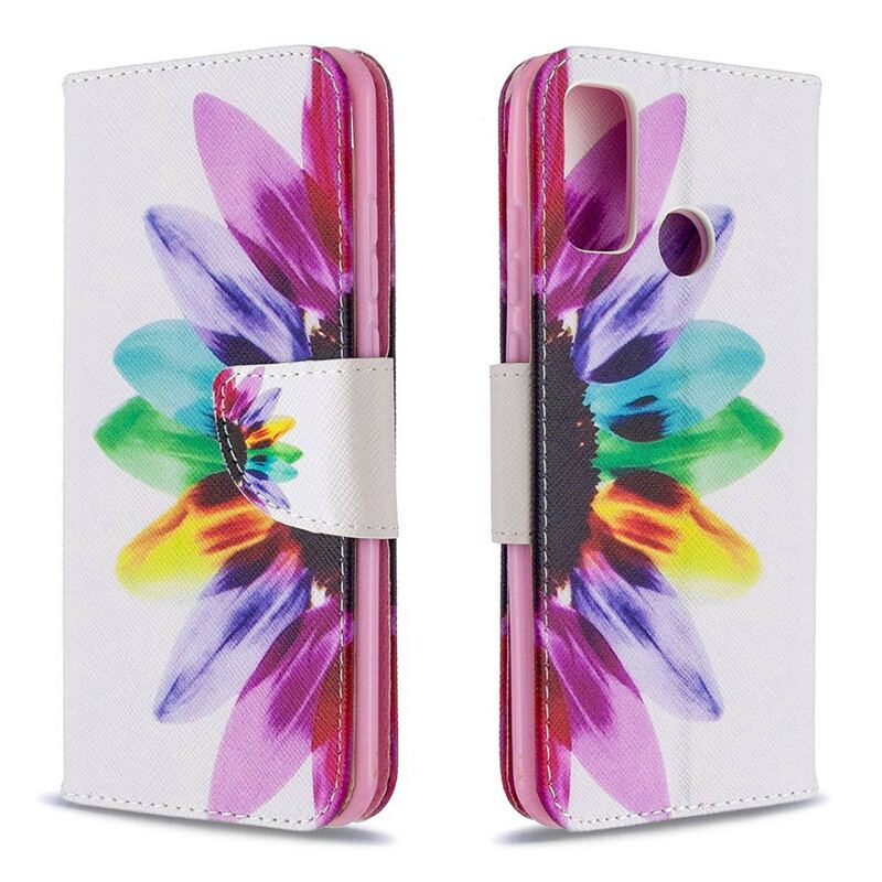 Capa De Couro Para Huawei P Smart 2020 Flor Aquarela