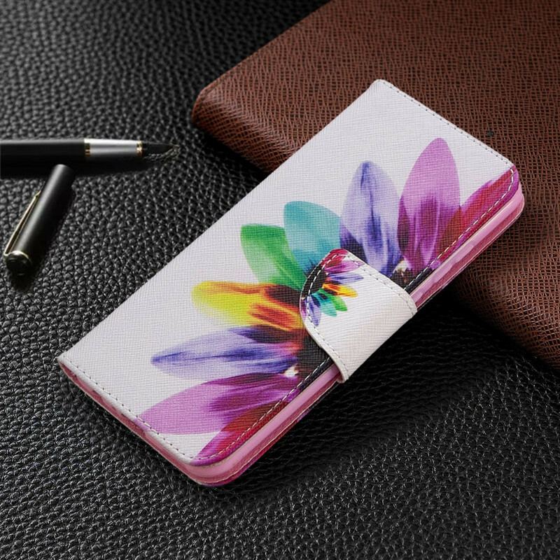 Capa De Couro Para Huawei P Smart 2020 Flor Aquarela