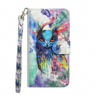 Capa De Couro Para Huawei P Smart 2020 Pássaro Aquarela