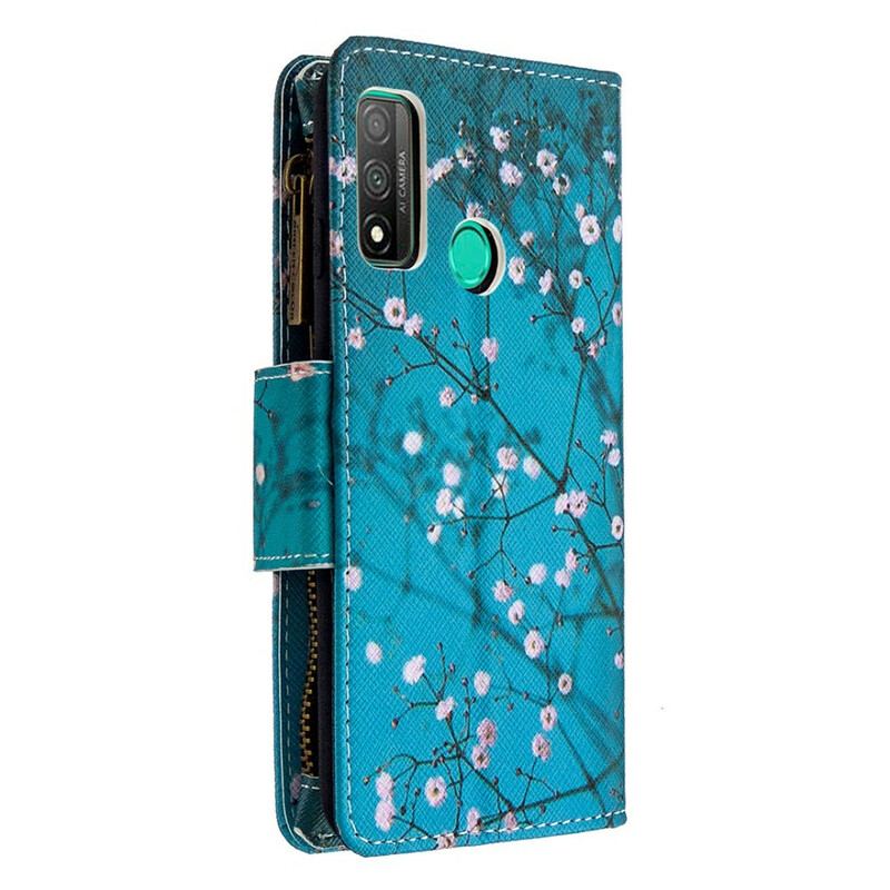 Capa Em Pele Para Huawei P Smart 2020 Bolso De Árvore Com Zíper