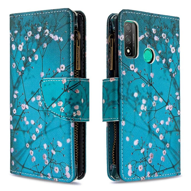 Capa Em Pele Para Huawei P Smart 2020 Bolso De Árvore Com Zíper