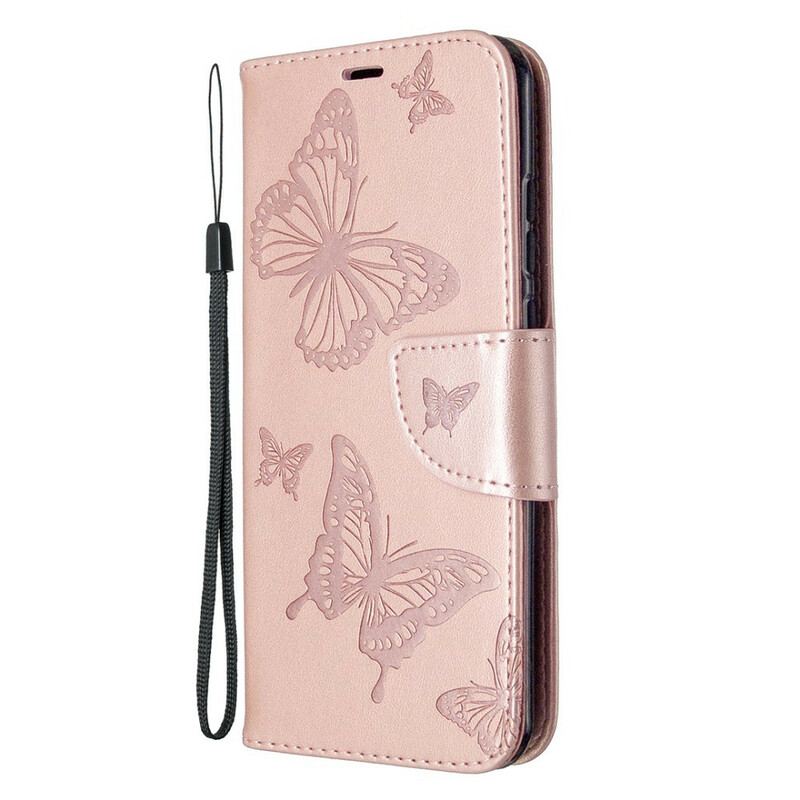 Capa Flip Para Huawei P Smart 2020 Borboletas Voando Com Cordão