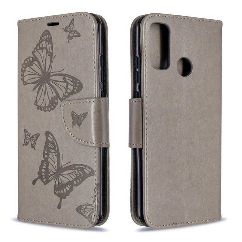 Capa Flip Para Huawei P Smart 2020 Borboletas Voando Com Cordão