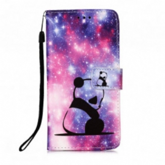 Capa Flip Para Huawei P Smart 2020 De Cordão Lanyard Panda Reflexões