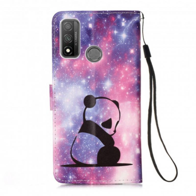 Capa Flip Para Huawei P Smart 2020 De Cordão Lanyard Panda Reflexões