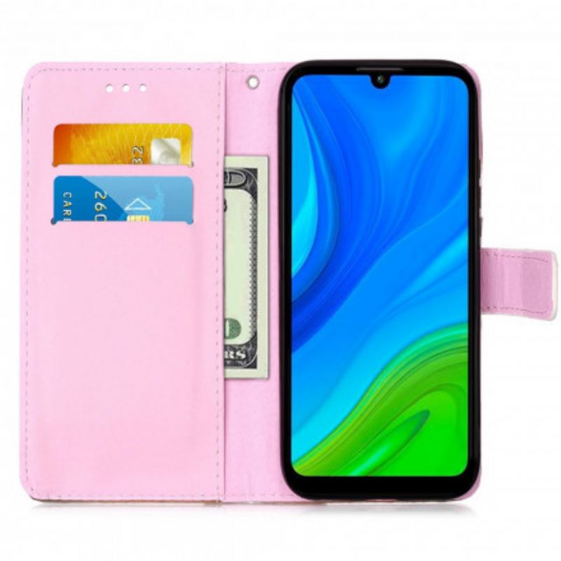 Capa Flip Para Huawei P Smart 2020 De Cordão Lanyard Panda Reflexões