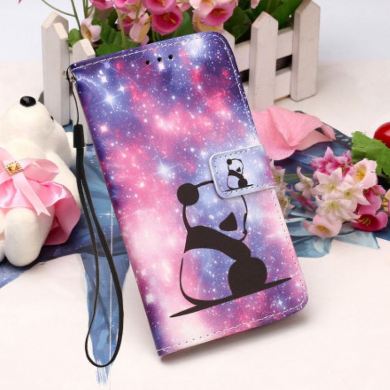 Capa Flip Para Huawei P Smart 2020 De Cordão Lanyard Panda Reflexões