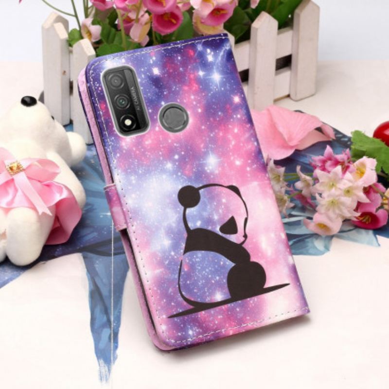 Capa Flip Para Huawei P Smart 2020 De Cordão Lanyard Panda Reflexões