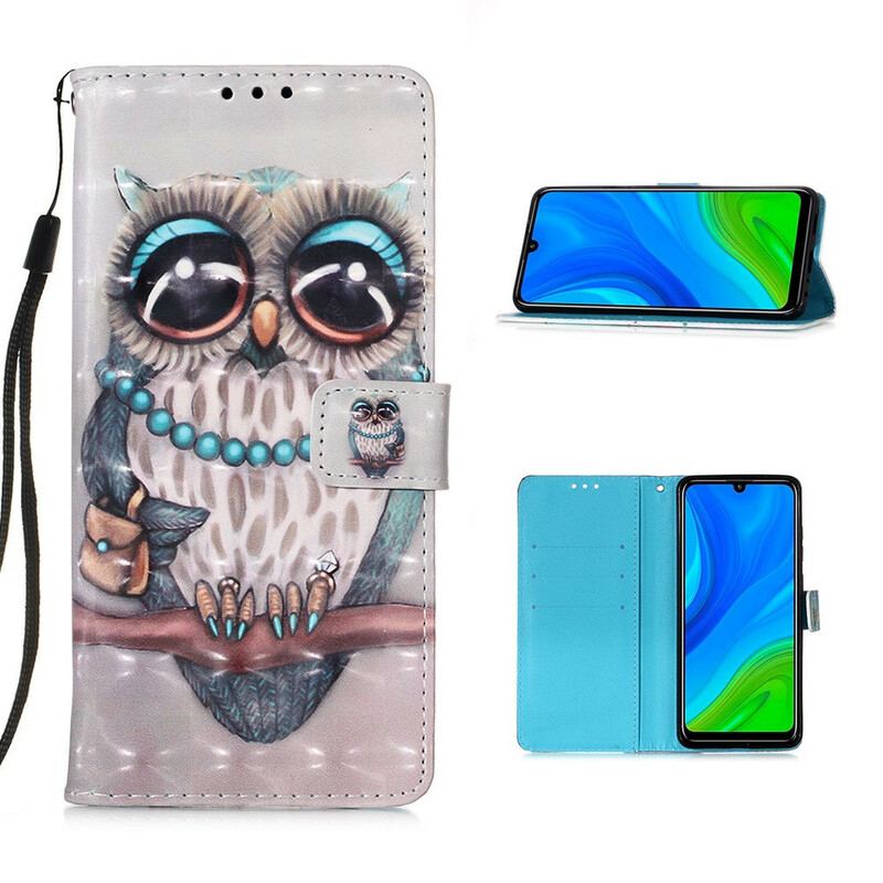 Capa Flip Para Huawei P Smart 2020 De Cordão Miss Coruja Com Alça