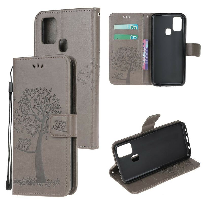 Capa Flip Para Huawei P Smart 2020 De Cordão Tanga E Corujas