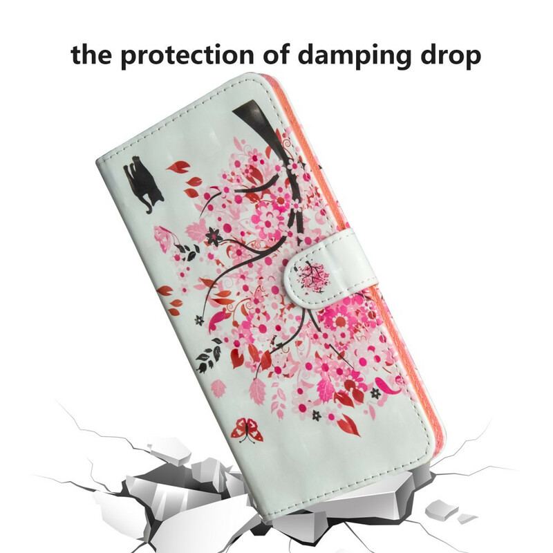 Capa Folio Para Huawei P Smart 2020 Árvore Rosa