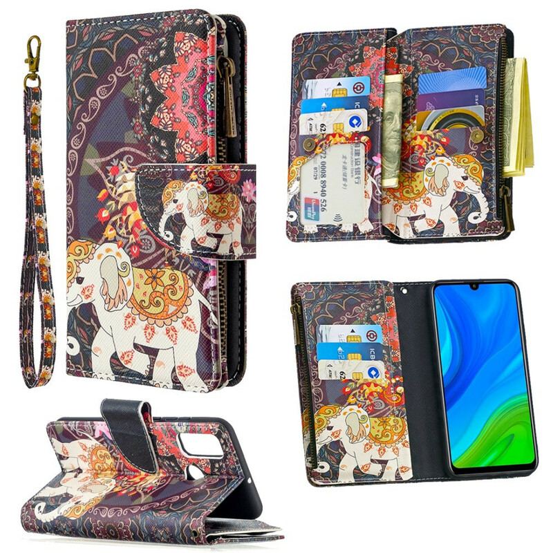 Capa Folio Para Huawei P Smart 2020 Bolso Elefante Com Zíper