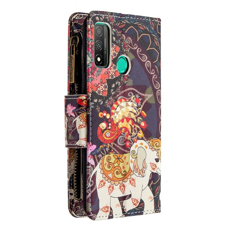 Capa Folio Para Huawei P Smart 2020 Bolso Elefante Com Zíper