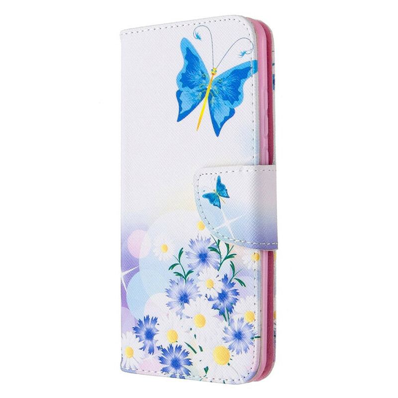 Capa Folio Para Huawei P Smart 2020 Borboletas E Flores Pintadas