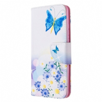 Capa Folio Para Huawei P Smart 2020 Borboletas E Flores Pintadas