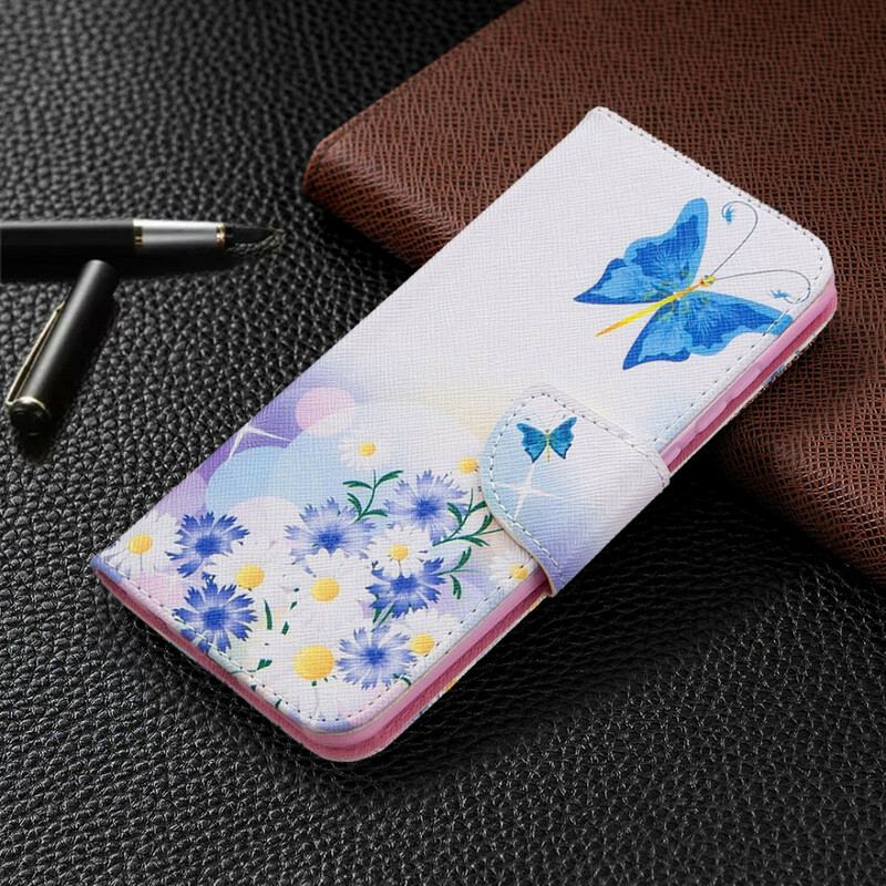 Capa Folio Para Huawei P Smart 2020 Borboletas E Flores Pintadas