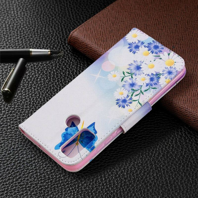 Capa Folio Para Huawei P Smart 2020 Borboletas E Flores Pintadas