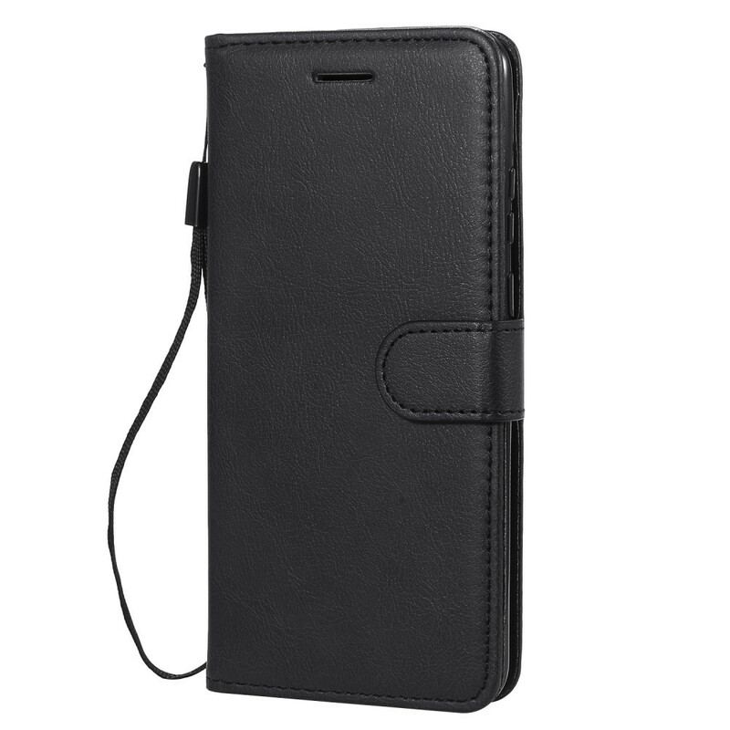 Capa Folio Para Huawei P Smart 2020 De Cordão Efeito De Couro Com Tiras