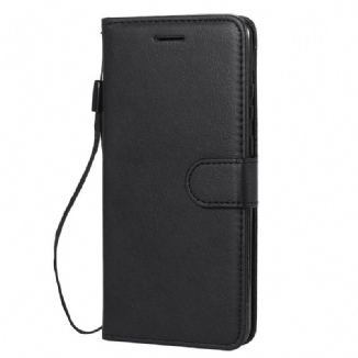 Capa Folio Para Huawei P Smart 2020 De Cordão Efeito De Couro Com Tiras