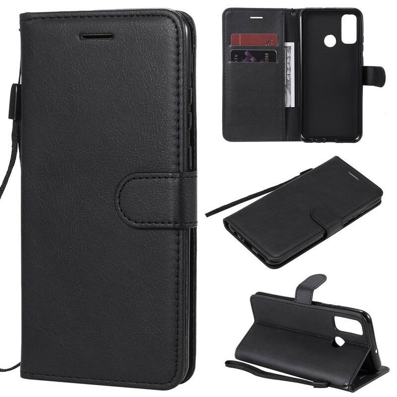 Capa Folio Para Huawei P Smart 2020 De Cordão Efeito De Couro Com Tiras