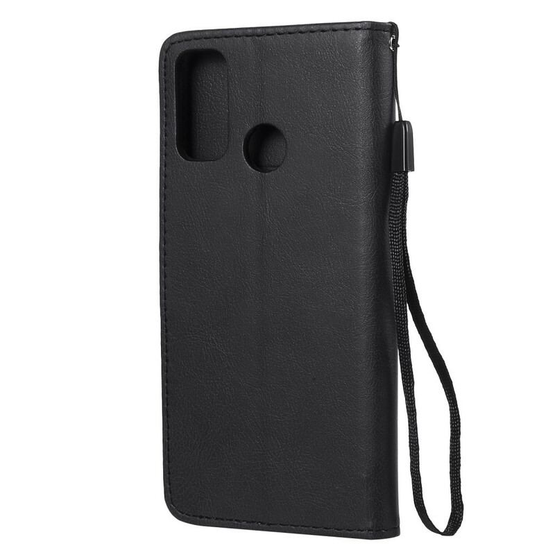 Capa Folio Para Huawei P Smart 2020 De Cordão Efeito De Couro Com Tiras