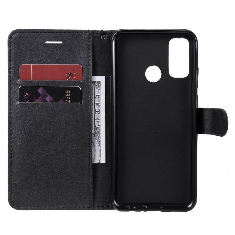 Capa Folio Para Huawei P Smart 2020 De Cordão Efeito De Couro Com Tiras