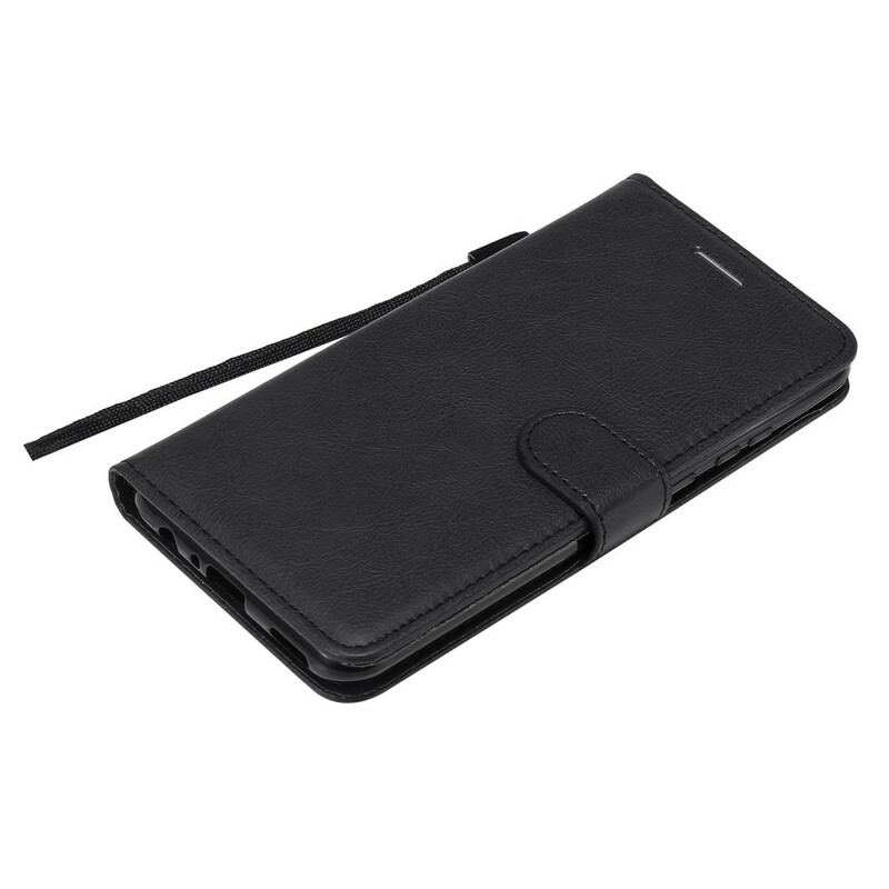 Capa Folio Para Huawei P Smart 2020 De Cordão Efeito De Couro Com Tiras