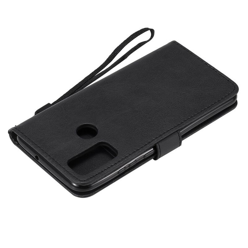 Capa Folio Para Huawei P Smart 2020 De Cordão Efeito De Couro Com Tiras