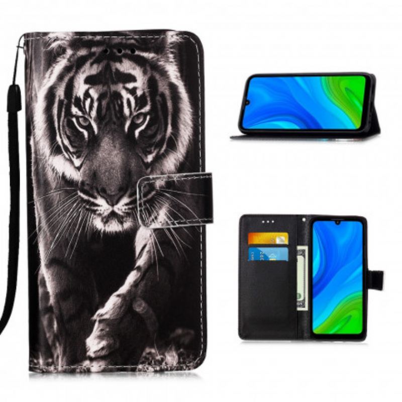 Capa Folio Para Huawei P Smart 2020 Tigre Da Noite