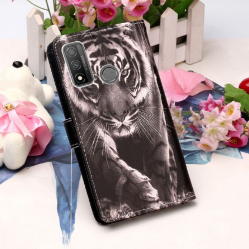 Capa Folio Para Huawei P Smart 2020 Tigre Da Noite