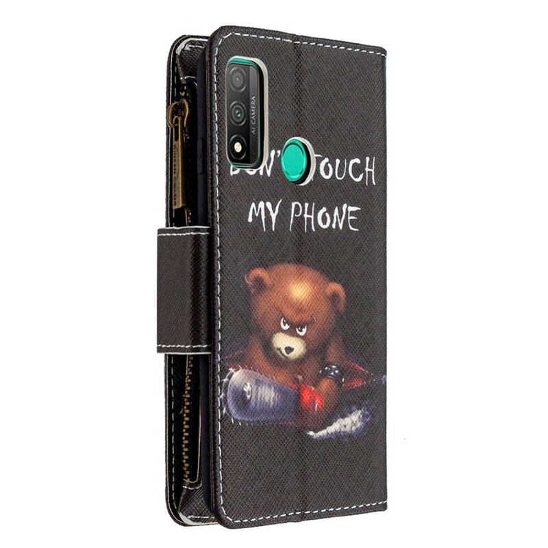 Capa Folio Para Huawei P Smart 2020 Urso De Bolso Com Zíper