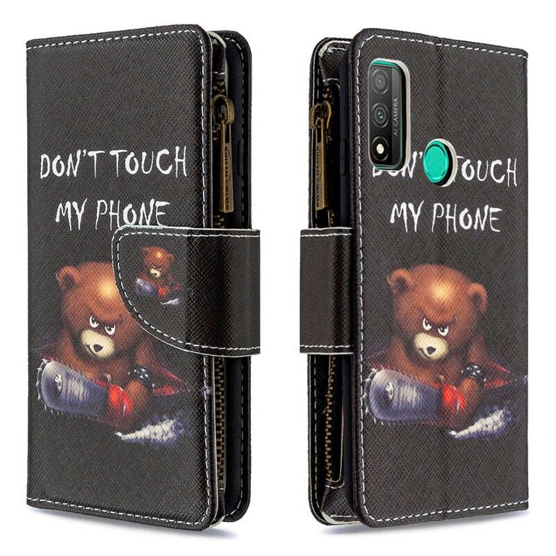 Capa Folio Para Huawei P Smart 2020 Urso De Bolso Com Zíper