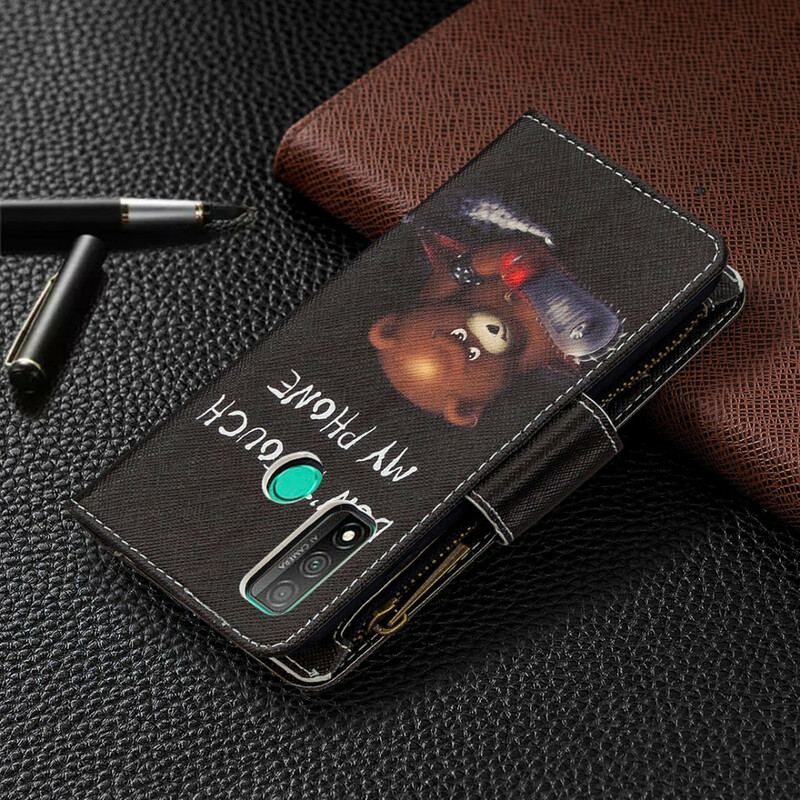 Capa Folio Para Huawei P Smart 2020 Urso De Bolso Com Zíper