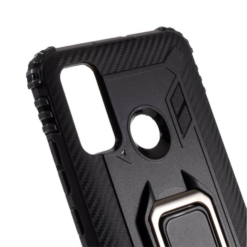 Capa Para Huawei P Smart 2020 Anel E Fibra De Carbono