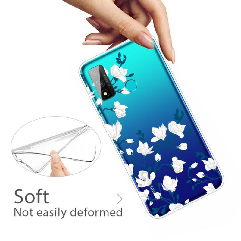 Capa Para Huawei P Smart 2020 Flores Brancas