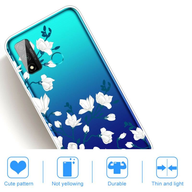 Capa Para Huawei P Smart 2020 Flores Brancas