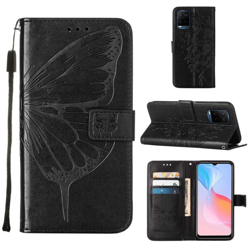 Capa Flip Para Vivo Y33s Desenho De Borboleta