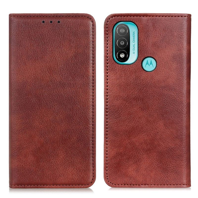 Capa De Celular Para Moto E40 / E30 / E20 Flip Couro Dividido Texturizado