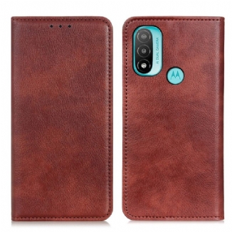 Capa De Celular Para Moto E40 / E30 / E20 Flip Couro Dividido Texturizado