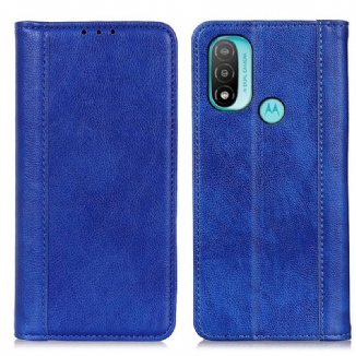 Capa De Celular Para Moto E40 / E30 / E20 Flip Couro Litchi Elegance Dividido