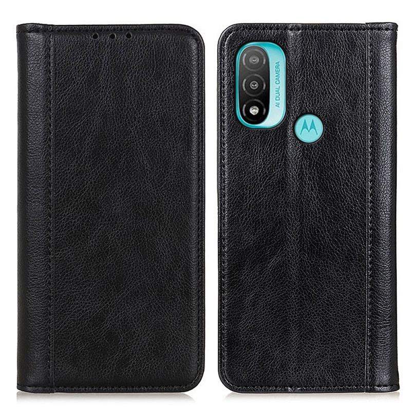 Capa De Celular Para Moto E40 / E30 / E20 Flip Couro Litchi Elegance Dividido