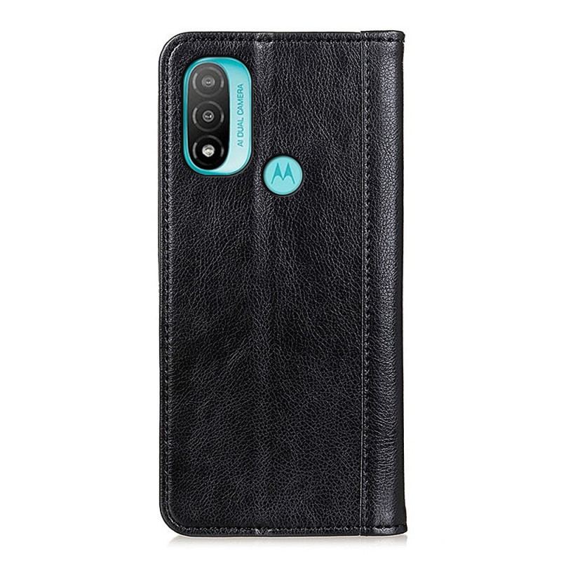 Capa De Celular Para Moto E40 / E30 / E20 Flip Couro Litchi Elegance Dividido